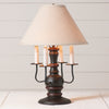 Cedar Creek Wood Table Lamp in Rustic Black with Ivory Linen Shade