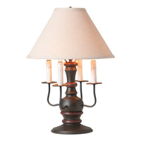 Cedar Creek Wood Table Lamp in Rustic Black with Ivory Linen Shade