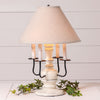 Cedar Creek Wood Table Lamp in Rustic White with Ivory Linen Shade