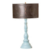 Davenport Lamp in Misty Blue with Shade