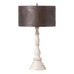 Davenport Wood Table Lamp in Rustic White with Drum Shade