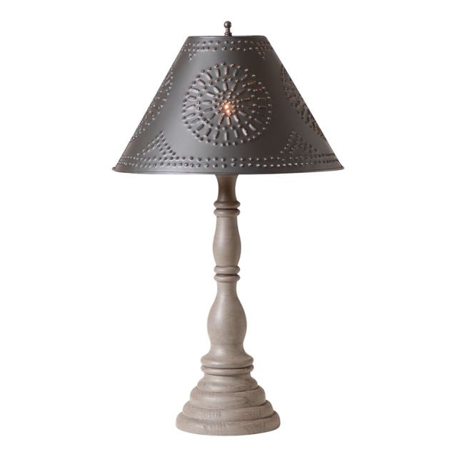 Davenport Wood Table Lamp in Earl Gray with Metal Tapered Shade