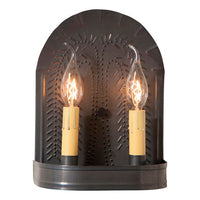 Double Sconce Light with Willow in Kettle Black