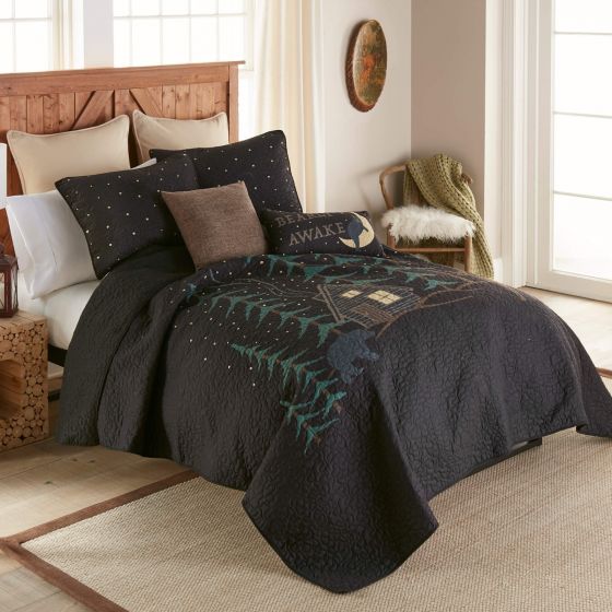 Donna Sharp Evening Lodge Quilted Collection Bed Side View with Throw Pillows
