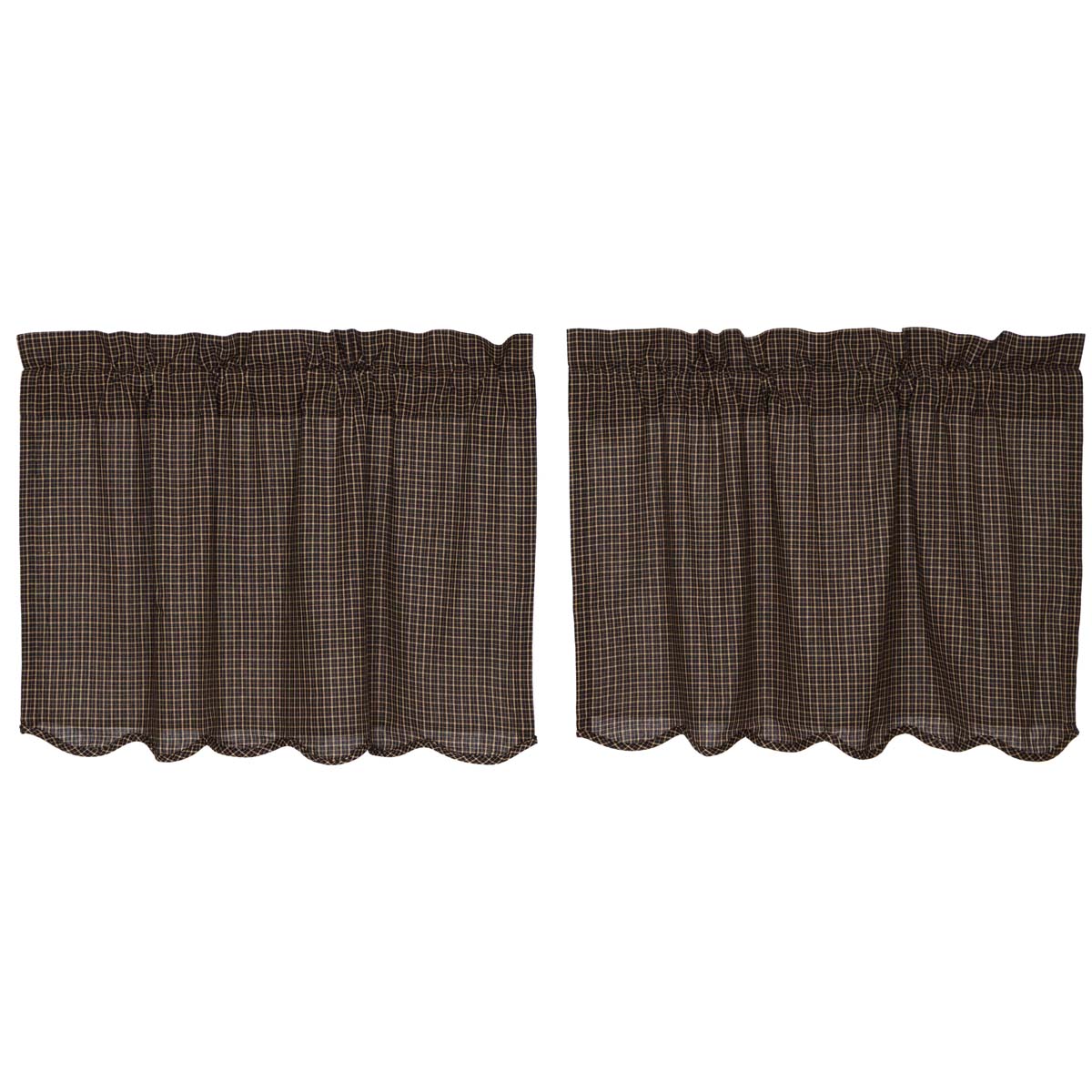 Kettle Grove Plaid Tier Scalloped Set of 2 L24xW36