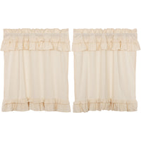Muslin Ruffled Unbleached Natural Tier Set of 2 L36xW36