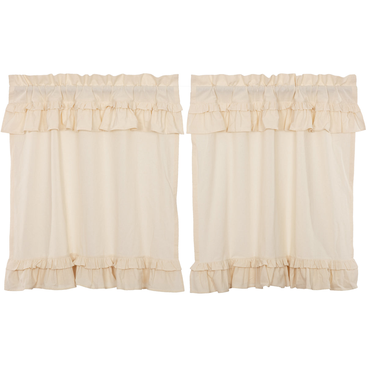 Muslin Ruffled Unbleached Natural Tier Set of 2 L36xW36