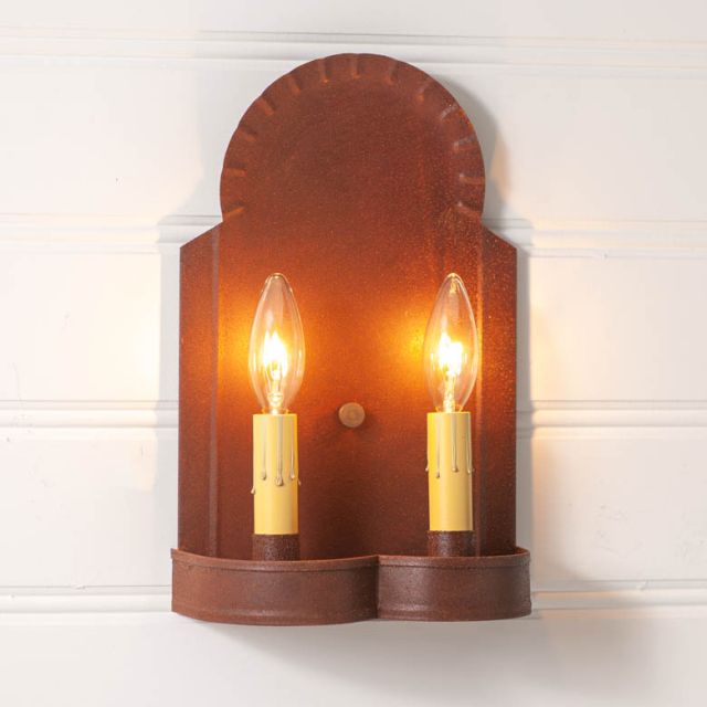 Hanover Double Sconce Light in Rustic Tin
