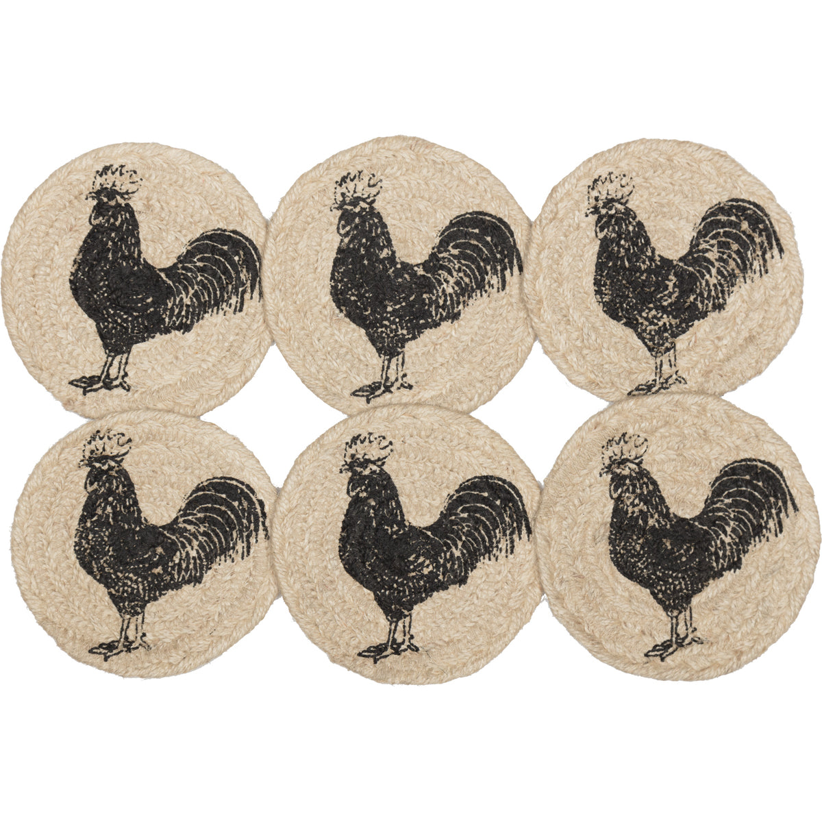 Sawyer Mill Charcoal Poultry Jute Coaster Set of 6