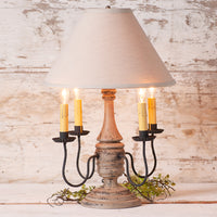 Jamestown Wood Table Lamp in Hartford Buttermilk with Ivory Linen Shade
