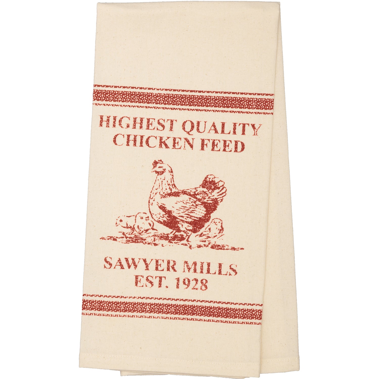 Sawyer Mill Red Chicken Muslin Unbleached Natural Tea Towel 19x28