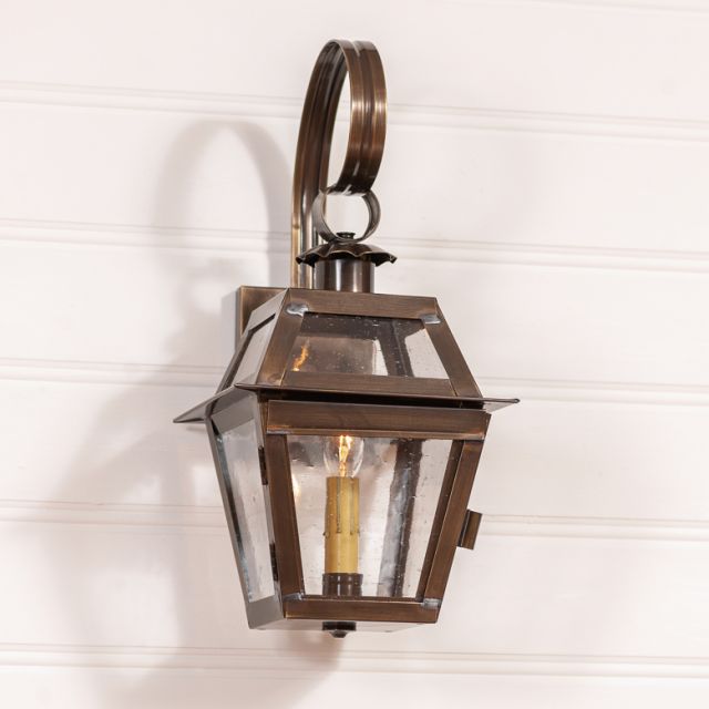 Jr. Town Crier Outdoor Wall Light in Solid Weathered Brass - 1 Light