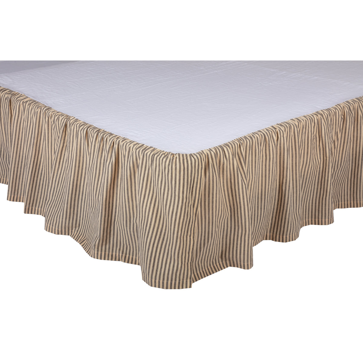 Sawyer Mill Charcoal Ticking Stripe King Bed Skirt 78x80x16