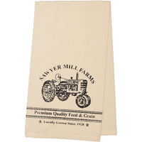 Sawyer Mill Charcoal Tractor Muslin Unbleached Natural Tea Towel 19x28