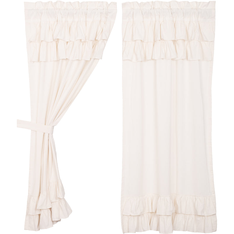 Simple Life Flax Antique White Ruffled Short Panel Set of 2 63x36