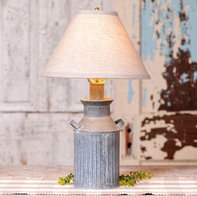 Milk Jug Lamp with Ivory Linen Shade