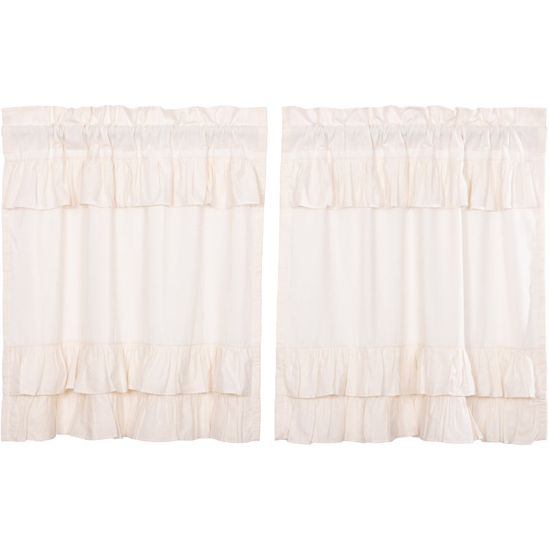 Simple Life Flax Antique White Ruffled Tier Set of 2 L36xW36