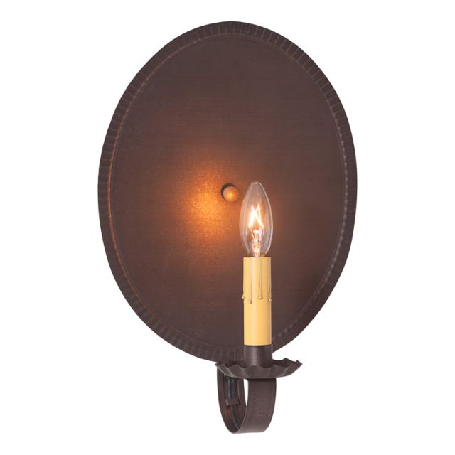 Round Crimped Electric Tin Sconce in Kettle Black