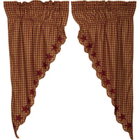 Burgundy Star Scalloped Prairie Short Panel Set of 2 63x36x18