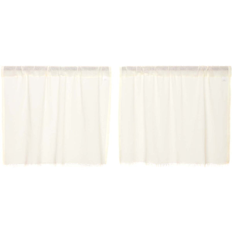 Tobacco Cloth Antique White Tier Fringed Set of 2 L24xW36