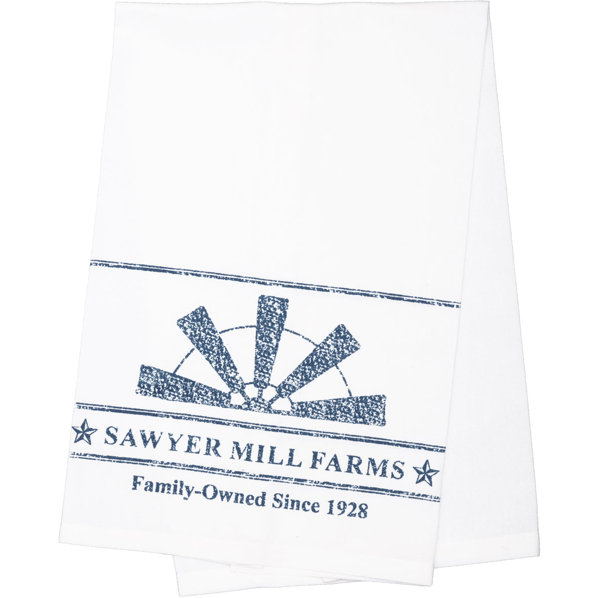 Sawyer Mill Blue Windmill Blade Muslin Bleached White Tea Towel 19x28