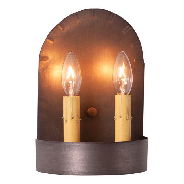Short 2-light Colonial Electric Tin Sconce in Kettle Black