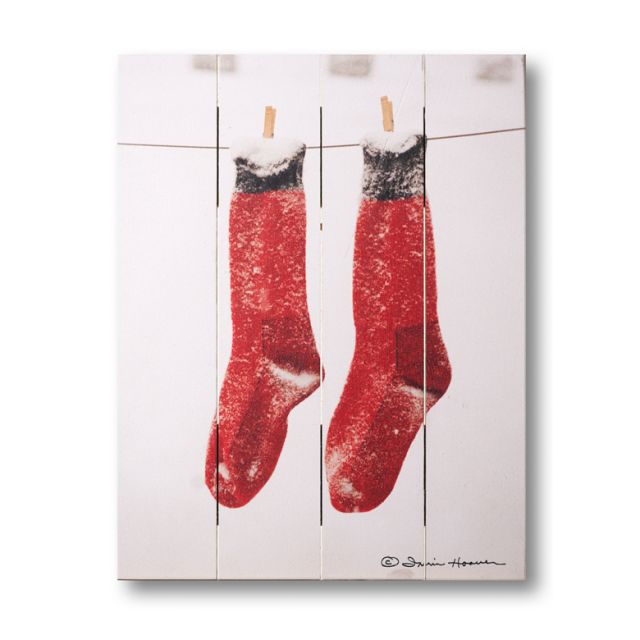 Farmhouse Pallet Wall Art ~ Snowy Monday Red Socks by Irvin Hoover