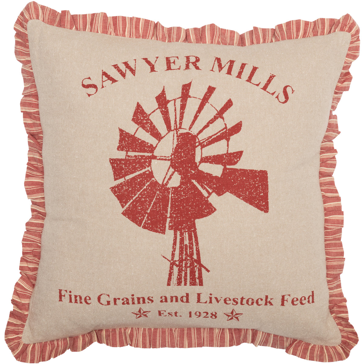 Sawyer Mill Red Windmill Pillow 18x18