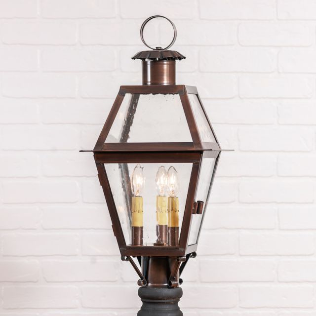 Town Crier Outdoor Post Light in Solid Antique Copper - 3 Light