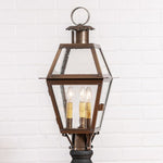 Town Crier Outdoor Post Light in Solid Weathered Brass - 3 Light