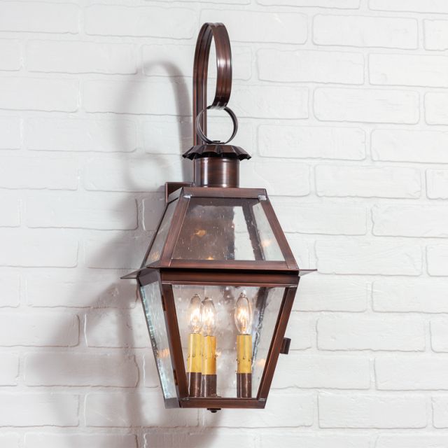 Town Crier Outdoor Wall Light in Solid Antique Copper - 3 Light