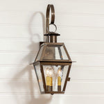 Town Crier Outdoor Wall Light in Solid Weathered Brass - 3 Light