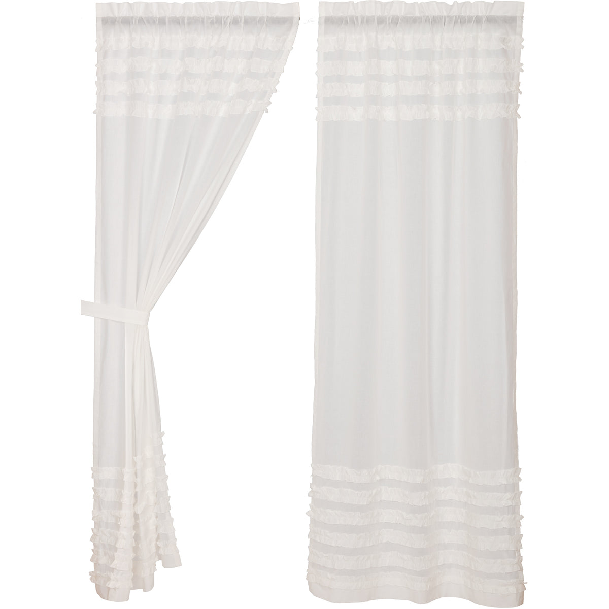 White Ruffled Sheer Petticoat Panel Set of 2 84x40