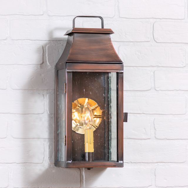 Valley Forge Outdoor Wall Light in Solid Antique Copper - 1 Light