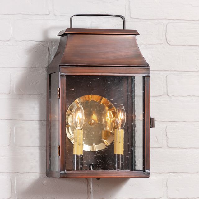 Valley Forge Outdoor Wall Light in Solid Antique Copper - 2 Light
