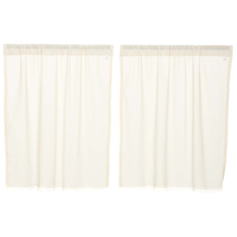 Tobacco Cloth Antique White Tier Fringed Set of 2 L36xW36