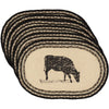 Sawyer Mill Charcoal Cow Jute Placemat Set of 6 12x18