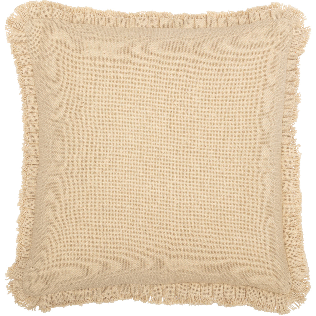 Burlap Vintage Pillow w/ Fringed Ruffle 18x18