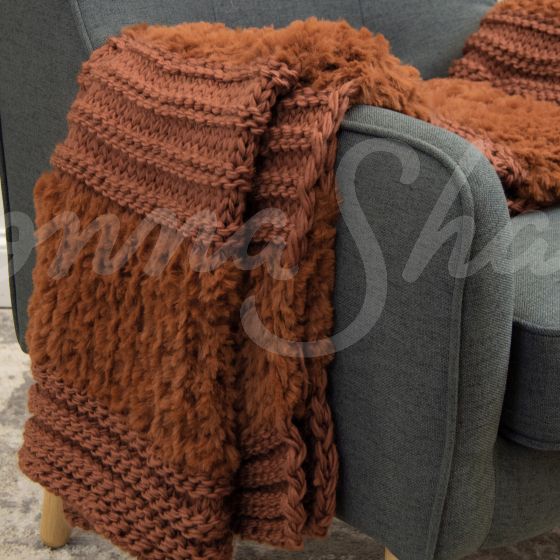Plush Knit Throw ~ Rust