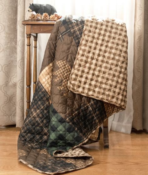 Donna Sharp Brown Bear Cabin Reversible Quilted Collection Throw