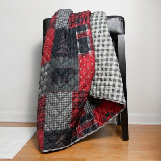 Donna Sharp Red Forest Cabin Rustic Lodge Quilted Collection Throw
