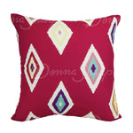 A colorful diamond pattern on a red background is a perfect match for this quilt.