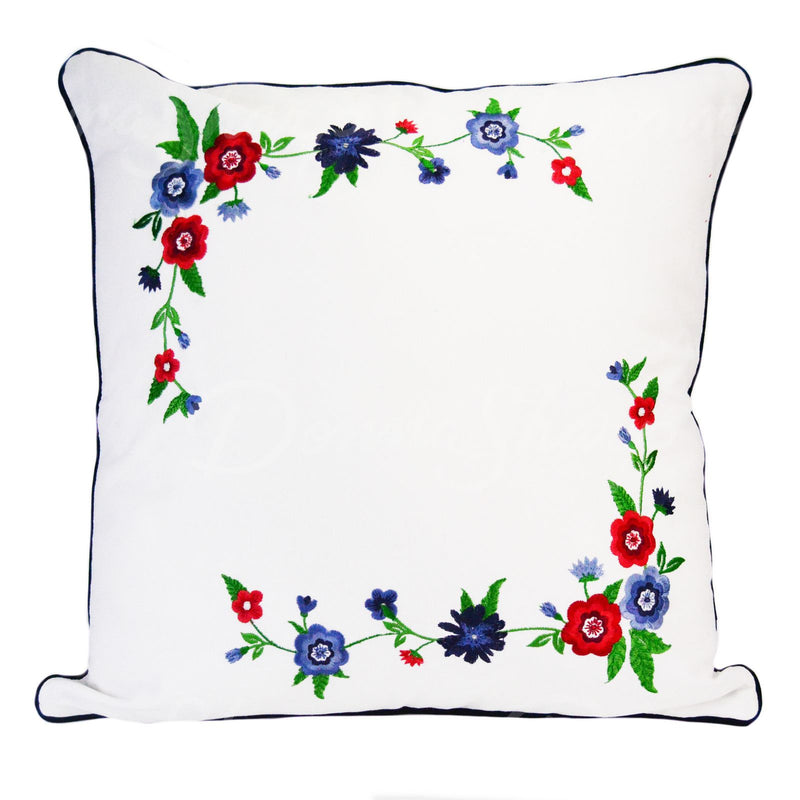 This pillow has a fun floral pattern.